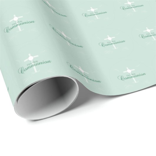 Erste heilige Kommunion, Skript in Soft Green Geschenkpapier (Rolleneckpunkt)