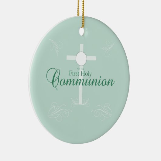 Erste heilige Kommunion, Skript in Soft Green Keramik Ornament (Rechts)