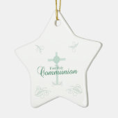 Erste heilige Kommunion, Skript in Soft Green Keramikornament (Links)