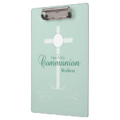 Erste heilige Kommunion, Skript in Soft Green Klemmbrett (Links)