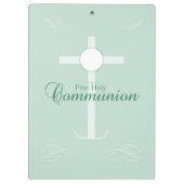 Erste heilige Kommunion, Skript in Soft Green Klemmbrett (Rückseite)