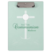 Erste heilige Kommunion, Skript in Soft Green Klemmbrett (Vorderseite)