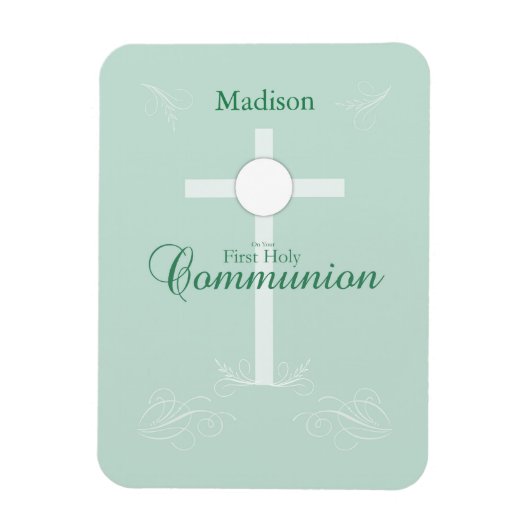 Erste heilige Kommunion, Skript in Soft Green Magnet (Vertikal)