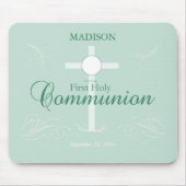 Erste heilige Kommunion, Skript in Soft Green Mousepad (Vorne)