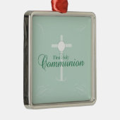 Erste heilige Kommunion, Skript in Soft Green Ornament Aus Metall (Rechts)