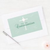 Erste heilige Kommunion, Skript in Soft Green Rechteckiger Aufkleber (Umschlag)