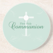 Erste heilige Kommunion, Skript in Soft Green Sandstein Untersetzer (Vorne)