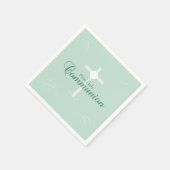 Erste heilige Kommunion, Skript in Soft Green Serviette (Ecke)