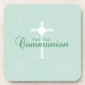 Erste heilige Kommunion, Skript in Soft Green Untersetzer (Vorderseite)