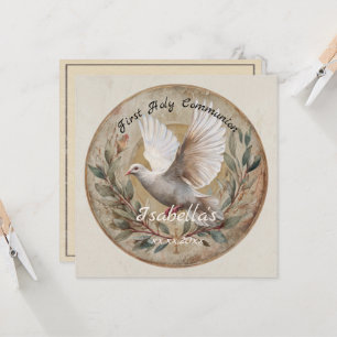 Erste heilige Kommunion Taube Vintage christliches Karte