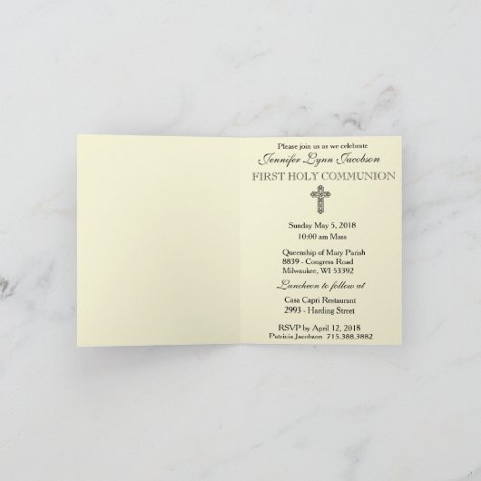 Erste heilige Kommunion Traditionell katholische V Karte (Innenseite)