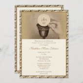 Erste Heilige Kommunion Traditionelle katholische  Einladung (Vorne/Hinten)