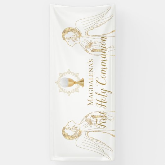 Erste Heilige Kommunion verkleidet Engel Design Ba Banner (Vertikal)