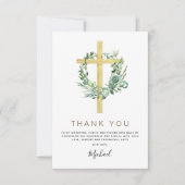 Erste heilige Kommunion Vielen Dank Grüne Sage Inv Dankeskarte (Vorderseite)