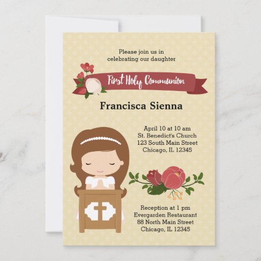 Erste Heilige Kommunion * wählen Sie die Hintergru Einladung (Vorderseite)