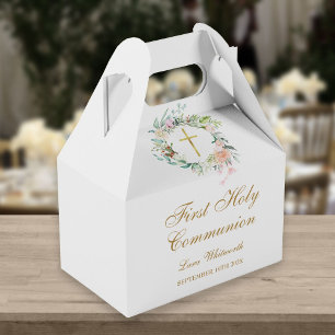 Erste Heilige Kommunion Wasserfarbe Floral Gold Sc Geschenkschachtel