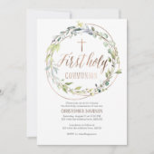 Erste heilige Kommunion, Wasserfarbe, religiös Einladung (Vorderseite)
