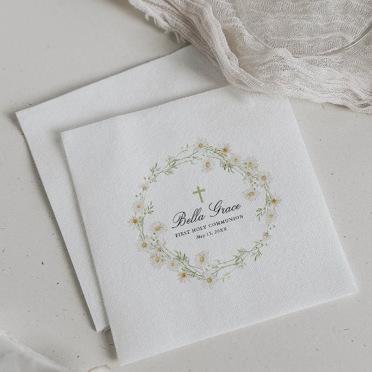 Erste heilige Kommunion Weiße Daisy Blumengewohnhe Serviette