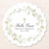 Erste heilige Kommunion Weiße Daisy Blumengewohnhe Untersetzer (Vorderseite)