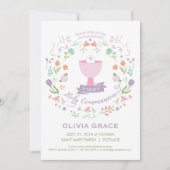 Erste heilige Kommunions-Einladung, Mädchen laden Einladung (Vorderseite)