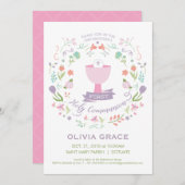 Erste heilige Kommunions-Einladung, Mädchen laden Einladung (Vorne/Hinten)