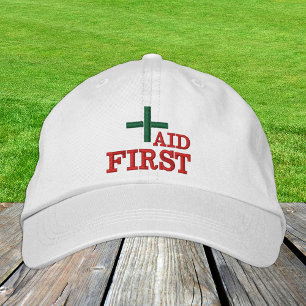 Erste Hilfe bestickt Baseballkappe grün/weiß Bestickte Baseballkappe