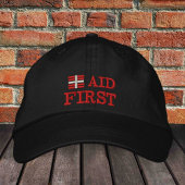Erste Hilfe bestickt Trucker hat Red / B|ack Bestickte Baseballkappe