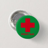Erste Hilfe (Kreuz) - Krankenwagen, Arzt/Feldgrün Button (Vorne & Hinten)