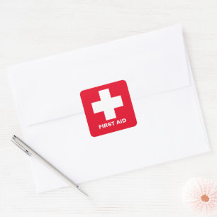 Erste Hilfe - Medizin (Kreuz) - Krankenwagen, Zahn Quadratischer Aufkleber