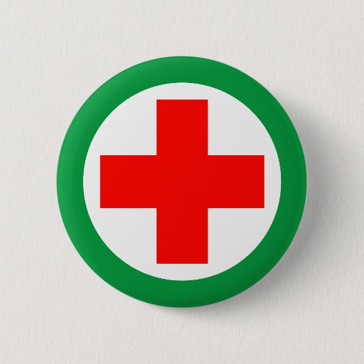 Erste Hilfe - Medizin (Rotes Kreuz) - Rettungswage Button (Vorderseite)