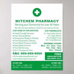 Erste Hilfe-Symbol, Apotheke, Apothekerwerbung Poster
