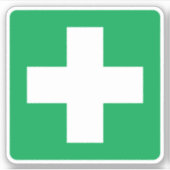 Erste Hilfe-Symbol-Aufkleber, weißes Kreuz auf grü Aufkleber (Vorderseite)