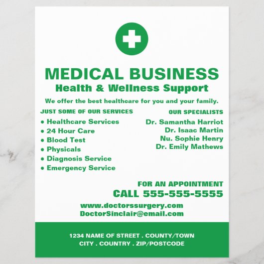 Erste Hilfe-Symbol, General Practitioner, Krankens Flyer (Vorne)