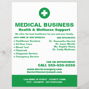 Erste‑Hilfe‑Symbol, Hausarzt, Krankensch Flyer