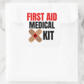 Erste Hilfe und Soforthilfe Quadratischer Aufkleber (Tasche)