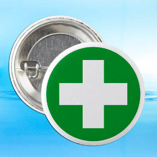 Erste Hilfe (Weißes Kreuz) - Krankenwagen, Kranken Button