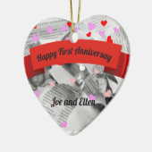 Erste Hochzeit Anniversay, Paper Anniversay Heart Keramik Ornament (Links)