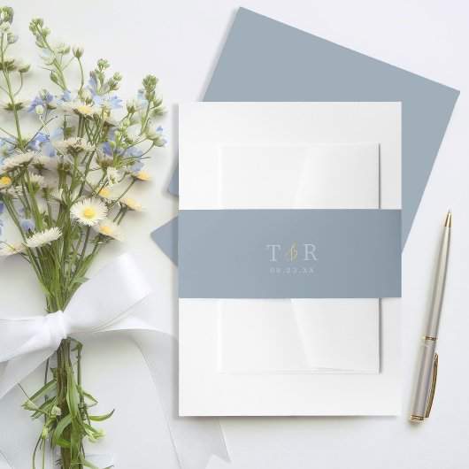 Erste Hochzeit Dusty Blue ID1045 Einladungsbanderole