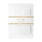 Erste Hochzeit von White & Gold Glitzer Monogram Einladungsbanderole (Vorderseite Beispiel)