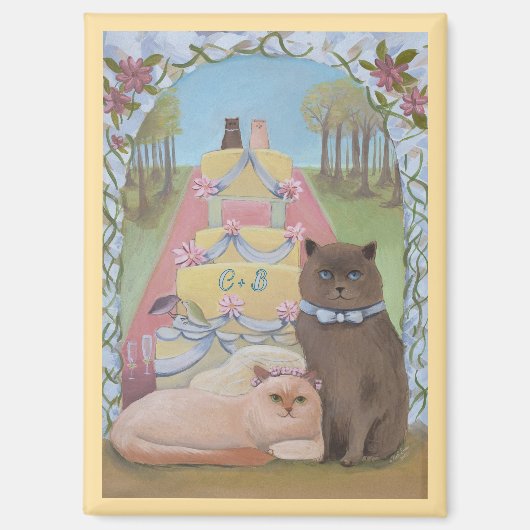 Erste Hochzeiten Cat Couple personalisieren Magnet (Vorderseite)