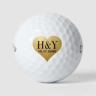Erste Hochzeitmonographen Datum Goldenes Herz  Golfball