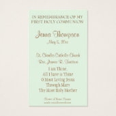 ERSTE HOLY COMMUNION EUCHARIST PRAYER HOLY CARD (Rückseite)