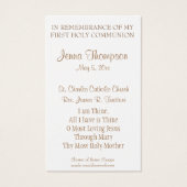 ERSTE HOLY COMMUNION EUCHARIST PRAYER HOLY CARD (Rückseite)