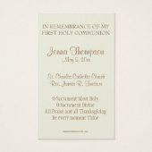 ERSTE HOLY COMMUNION EUCHARIST PRAYER HOLY CARD (Rückseite)