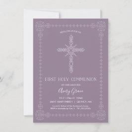 ERSTE HOLY COMMUNION Girl Einladung - Einfach, ele
