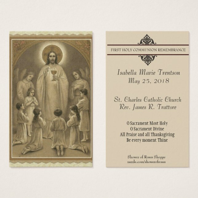 ERSTE HOLY COMMUNION JESUS KINDER HOLY CARD (Vorne & Hinten)