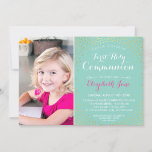 ERSTE HOLY COMMUNION Mini-Gold-Konfetti-Minze Einladung