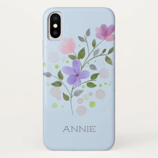 Erste Initiale Plus Name Annie mit Blumen Case-Mate iPhone Hülle (Rückseite)