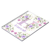 Erste Initiale Plus Name Hannah mit Blumen Notizblock (Linke Seite)