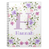 Erste Initiale Plus Name Hannah mit Blumen Notizblock (Vorderseite)